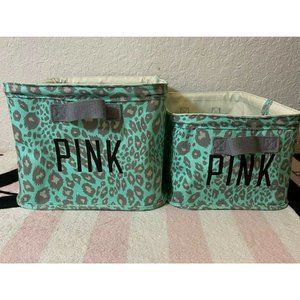 VS Pink Mint Green Gray Leopard Print Display Bins